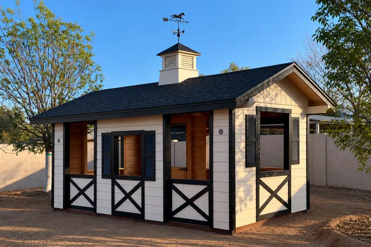 10×20 custom horse and pony enclosure with cupola built in Scottsdale, Arizona
