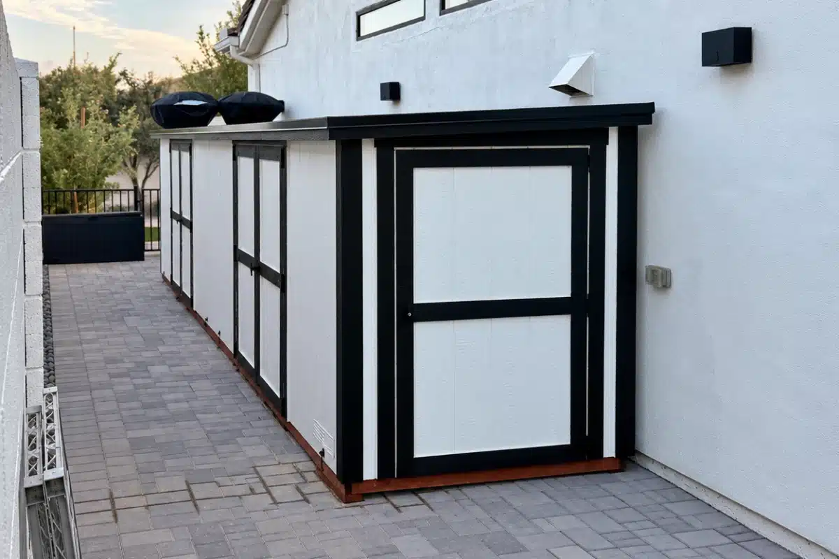 5×24 Custom HOA-friendly shed built on-site in a Chandler, AZ side yard